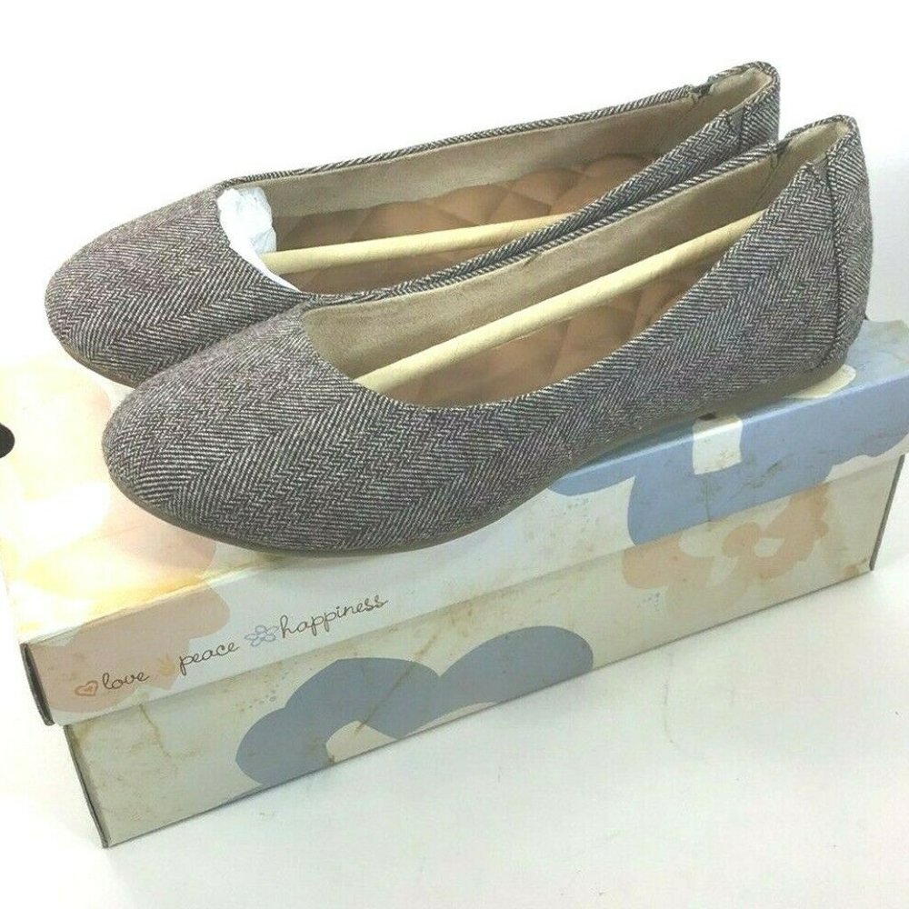MUDD Women's Md Michonne Brown Fabric Flats NIB